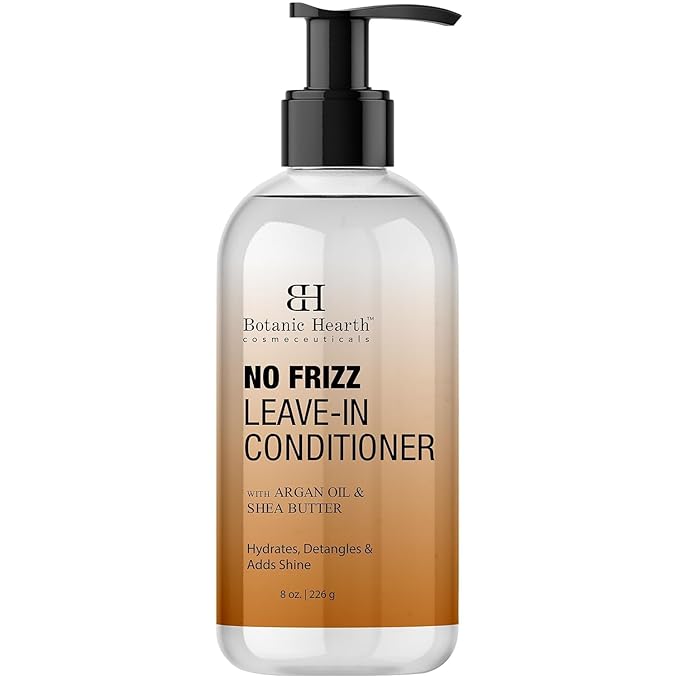 Botanic Hearth Leave In Conditioner For Curly, Frizzy, Dry, Damaged Hair | Detangling Conditioner With Shea Butter, Argan Oil & Allantoin | Smooth Flyaways & Add Shine | For All Hair Types | 8 Oz