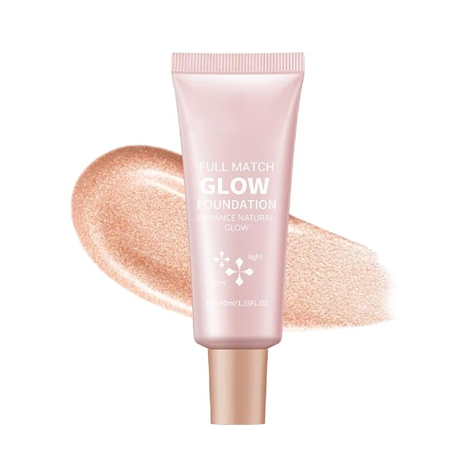 Full Match Glow Foundation, Enhance Foundation Natural Glow, Professional Coverage for a Flawless Look (Light, Large)