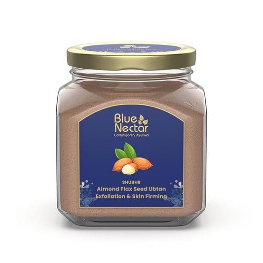 Blue Nectar Almond Ubtan Powder Face Pack for Anti-Aging and Firming | Natural Exfoliator for Face with Multani Mitti Powder (3.5 Oz, 12 Herbs)
