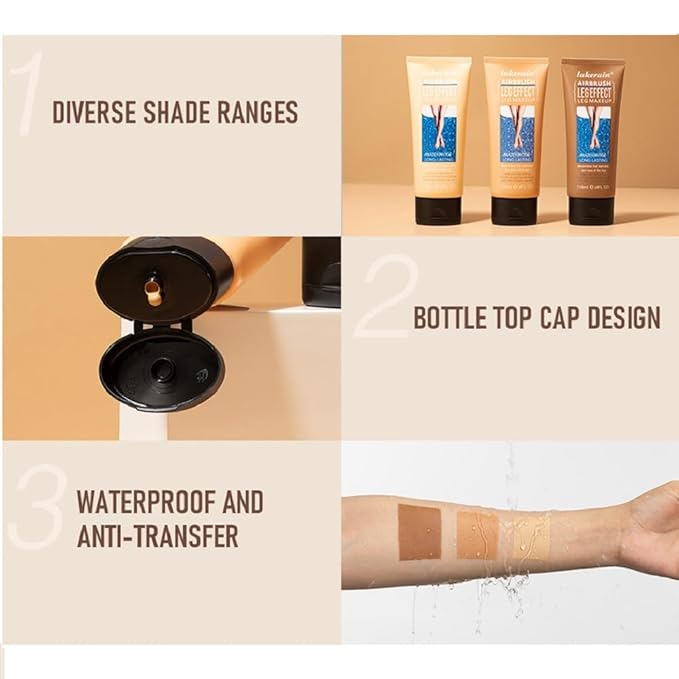Leg Makeup Waterproof No Transfer,Leg Makeup Lotion,Leg and Body Scar Cover up Makeup,Long Last Body Foundation (3# Bronze, 4 FL OZ)