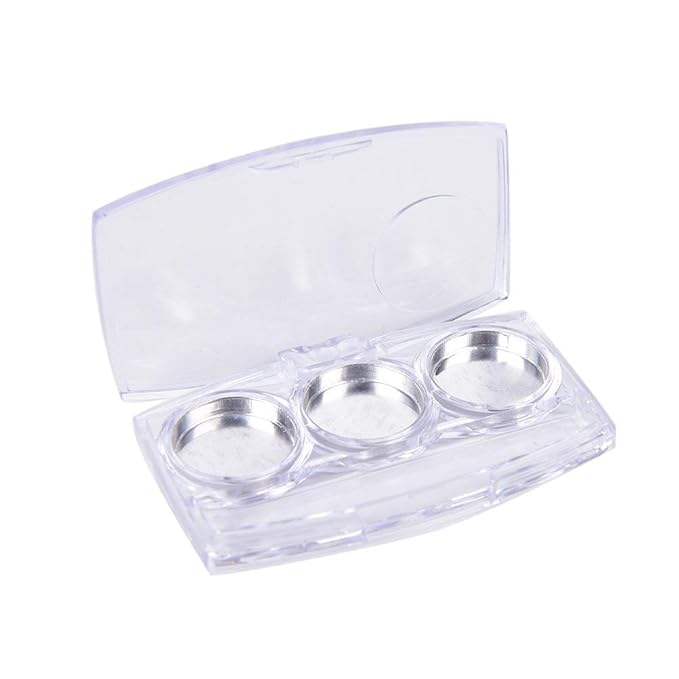 10 Pcs Clear Empty Eyeshadow Palette Plastic Eyeshadow Storage Box Case with 3 Grids Palettes Lipstick Box Pigment Palette Tray Plastic Cosmetics Container Box DIY Makeup Powder Sample Box