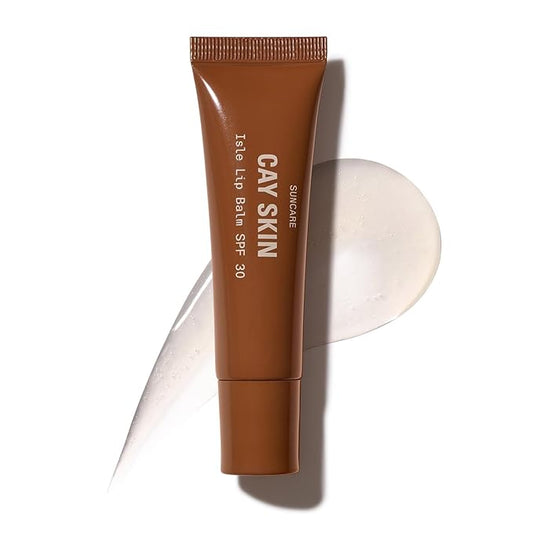 Cay Skin Isle Lip Balm SPF 30 – High Shine, Hydrating + Sheer Lip Gloss in Vanilla Brown Sugar Flavor – Formulated with Natural Ingredients for All Skin Tones – Clear