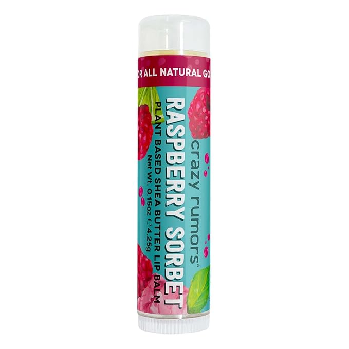 Crazy Rumors Raspberry Sorbet Lip Balm. 100% Natural, Vegan, Plant-Based, Made in USA (1-Pack)