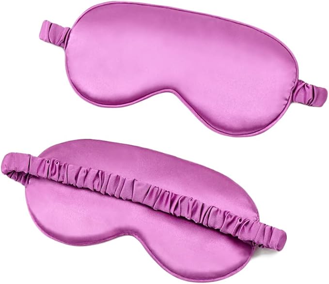 100% Natural Mulberry Soft Silk Sleep Mask, Light Blocking Eye Masks For Sleep, Night Blindfold Eye Mask Cover For Men And Women, Sleeping Night Mask For Travel (Purple)
