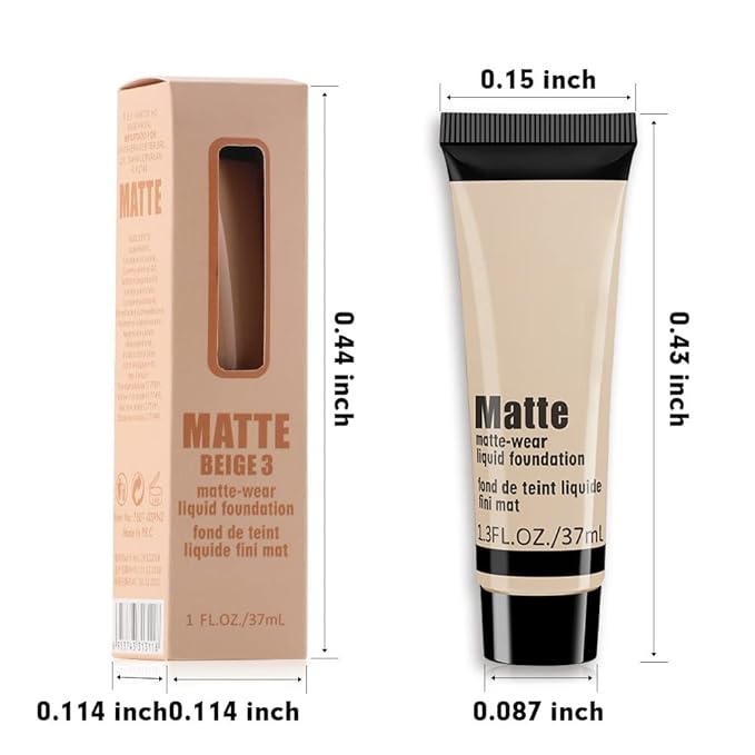 2 Pack Liquid Foundation Cream for Face Makeup,Durable Full Coverage Matte Concealer Make Up,Oil Control & Waterproof Base Primer -1+1 Fl.Oz-BEIGE 2#