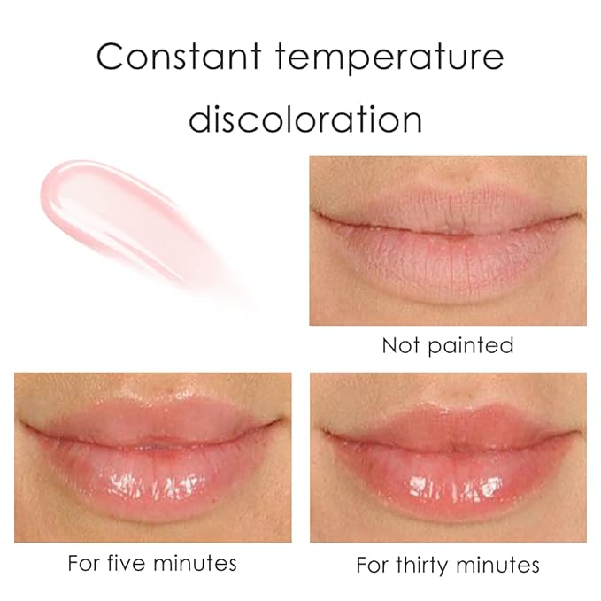 BINGBRUSH 2 Pcs Color Changing Lip Gloss Lip Oil Tinted, Pink Magic Mood Lipstick,Temperature Color Change Lip Stain Lip Balm, Longlasting Lips Will Not Dry Out