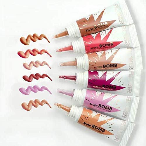 FLOWER Beauty By Drew Barrymore Liquid Blush Makeup Bomb Color Drops -Silky Lightweight Formula + Gel Cream Blush for Cheeks - Radiant + Glossy Finish - Buildable + Lightweight Formula - Cruelty-Free + Vegan (Bitten)