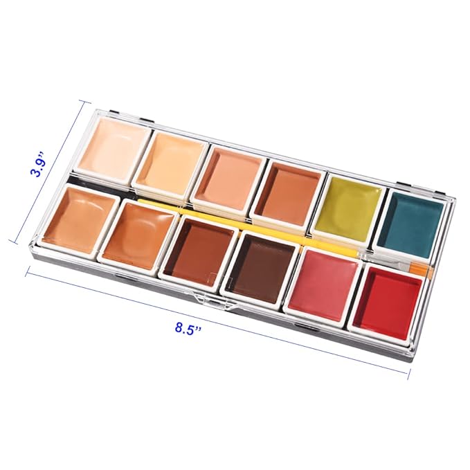 Alcohol Activated Makeup Palette for FX Makeup with Makeup Egg Mimic Wound Sponge Cleaning accessories 12 Colors