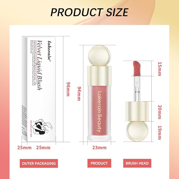 Liquid Blush, Natural Matte Finish Looking, Dewy Cheek Tint Cream Blush for Cheeks, Soft Cream Face Blush, Moisturizing Lightweight Blendable Feel(Orange Red 04)