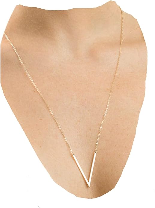 Letter V Pendant Necklace Monogram Necklace Choker Minimalist Initial V Necklace Simple Everyday Necklace Chain Jewelry for Women