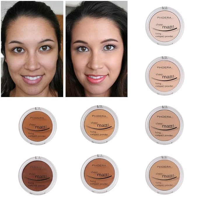 2 Pack Matte Face Powder, Control Oil Brighten Skin Color Cover Blemish Makeup Face Setting Loose Setting Powder Foundation。207-Sand