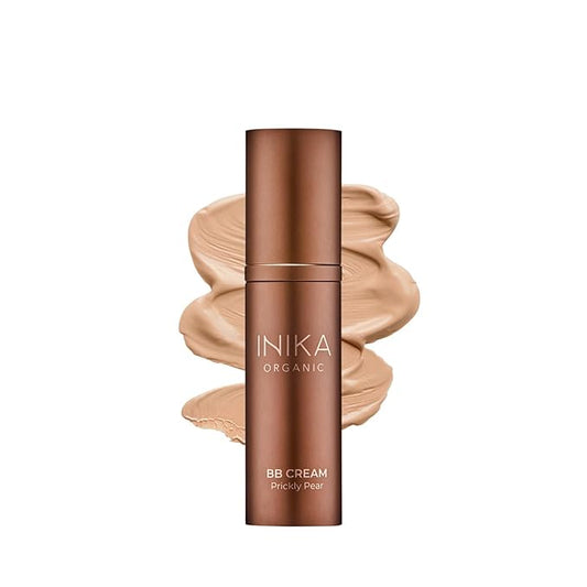 INIKA Organic BB Cream Foundation - Vegan Makeup with Hydrating Prickly Pear, Jojoba, and Pomegranate Seed Oil - Lightweight Glow for Balanced Skin Tone, Beige, 1 fl oz