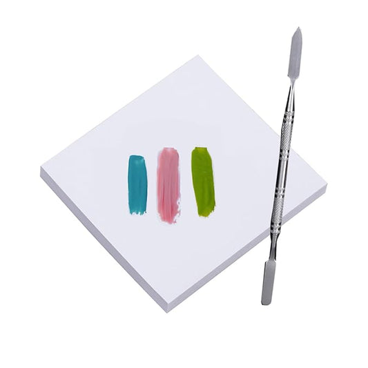 50 Sheets Disposable Nail Polish Palette Paper Nail Art Mixing Palette Papers Portable Waterproof Nail Art Makeup Palette Nail Gel Mixing Tool with Nail Palette Stirring Rod (50pcs)
