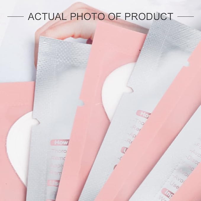 M J Joymay 50 Pairs Eyelash Extension Under Eye Gel Pads Pink Hydrogel V-Cut Natural Lint Free Eye Patches, Premium Eyelash Extension Supplies & Beauty Tools Stick Well(White)