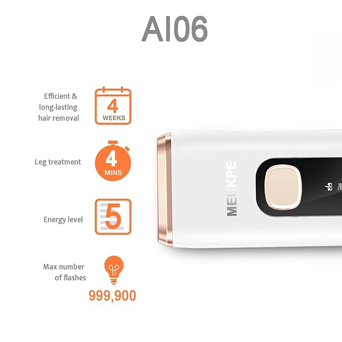 IPL Laser Hair Removal Device for Women Men at Home, Upgraded to 999,900 Flashes Permanent for Facial Legs Arms Bikini Line Whole Body Treatment (White Gold)