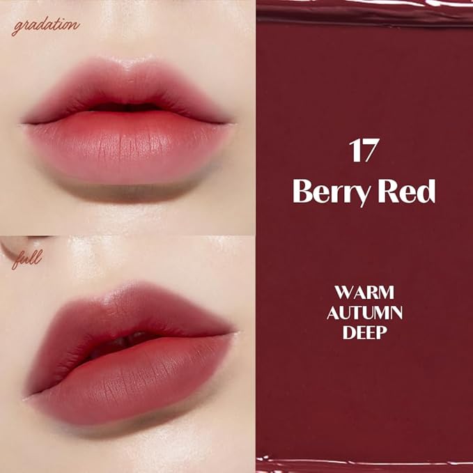 ETUDE Fixing Tint #17 Berry Red (4g) | Long Lasting High Pigmented Liquid Lipstick | Waterproof Lightweight Matte Finish Lip Stain | Full Coverage | Korean Makeup, Kbeauty