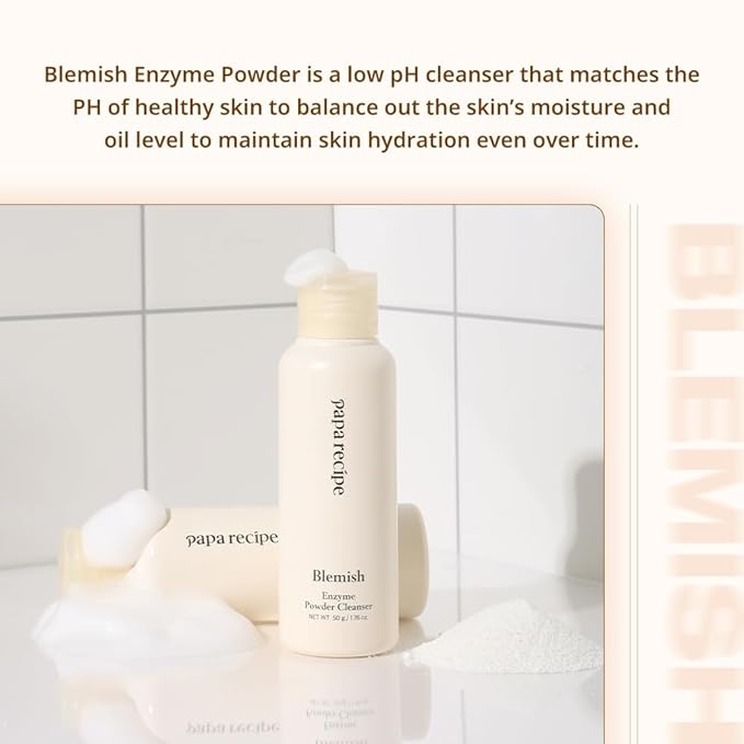 Papa Recipe Blemish Enzyme Powder Rice Cleanser – Gentle Triple Exfoliation with Papain, PHA & Rice Powder – Low pH Korean Skincare Face Wash for Clearer, Radiant Skin