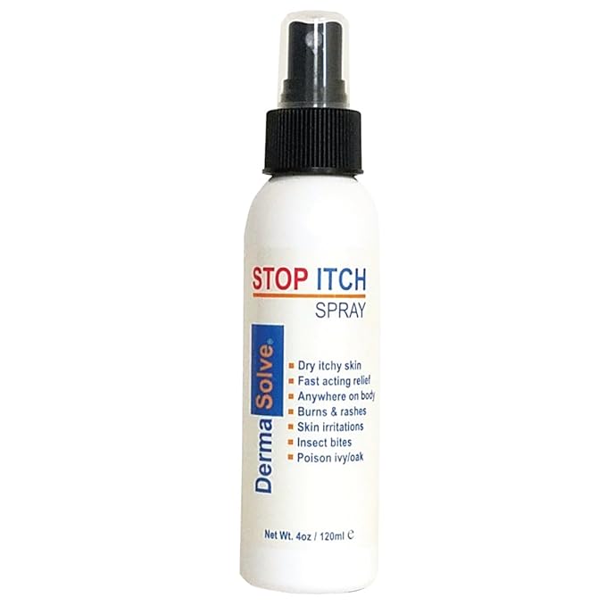 Dermasolve Stop Itch Spray with 100% Organic Neem Oil, Scalp and Body Psoriasis Relief, Dry Skin, Bites, Sunburn, Burns and Rashes