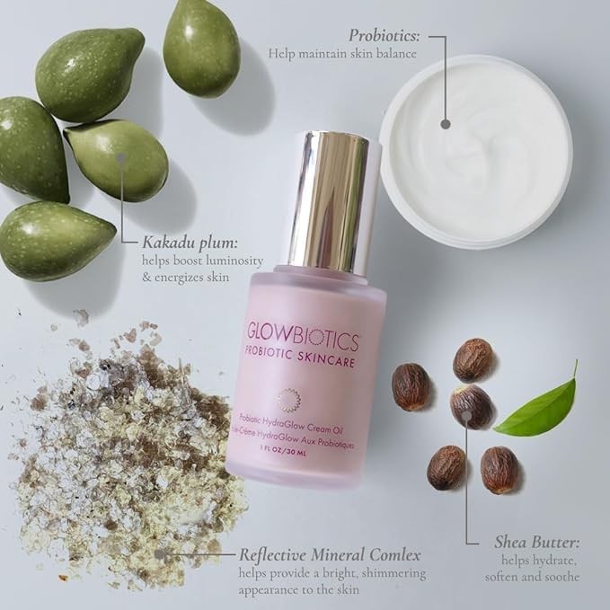 Glowbiotics Probiotic HydraGlow Illuminating Serum Pink: Hydrating Dew Drops for Radiant Skin, Illuminating Glow Enhancer with Hyaluronic Acid and Probiotics, 1 Fl Oz