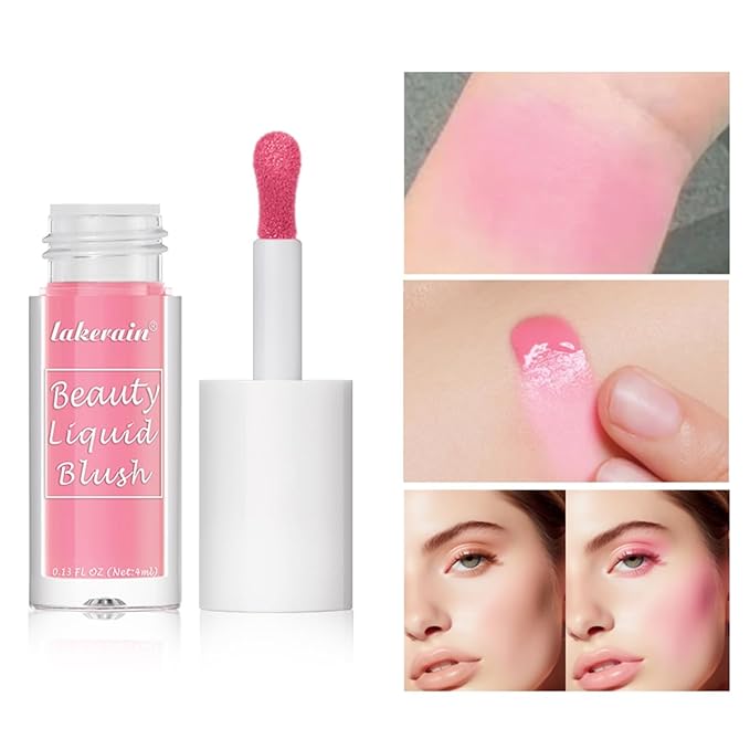 Liquid Blush for Cheeks Makeup Face Blush, Weightless Cream Formula, Smudge Proof Long-Wearing Pigmented Blush, Natural Look Makeup Face Blushes, Shimmer Finish, Dainty - 04# Coral maiden