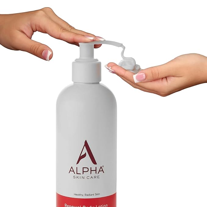Alpha Skin Care Revitalizing Body Lotion, 12% Glycolic AHA, Simple & Effective Daily Moisturizer with Alpha Hydroxy Acid, Hydrates & Exfoliates for Soft, Smooth Skin, Anti-Aging, 12 Oz