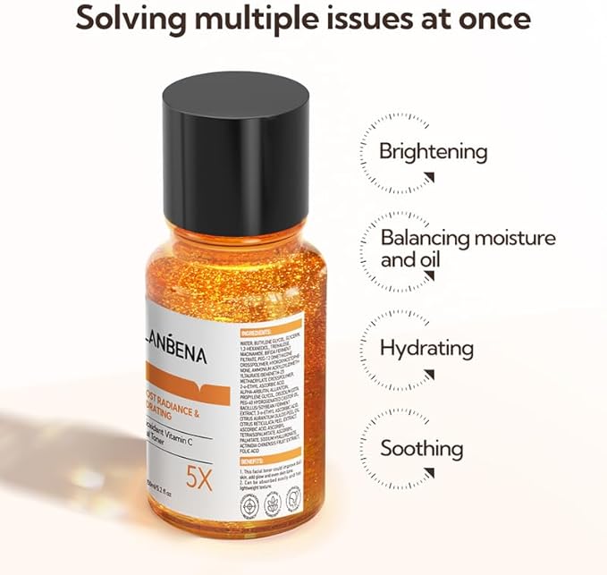 Toner for Face, LANBENA Vitamin C Face Toner, Brightens and Balances pH, Hydrating Face Toner for Women, Facial Toner with Hyaluronic Acid, Non-Alcoholic 150ML