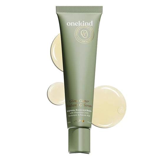 Onekind Radiant C Face Serum, Anti-Aging Facial Treatment with Hyaluronic Acid, Tetrahexyldecyl Ascorbate, Ferulic & Vitamin E, Serum for Dark Spots, Even Skin Tone, Fine Lines & Wrinkles