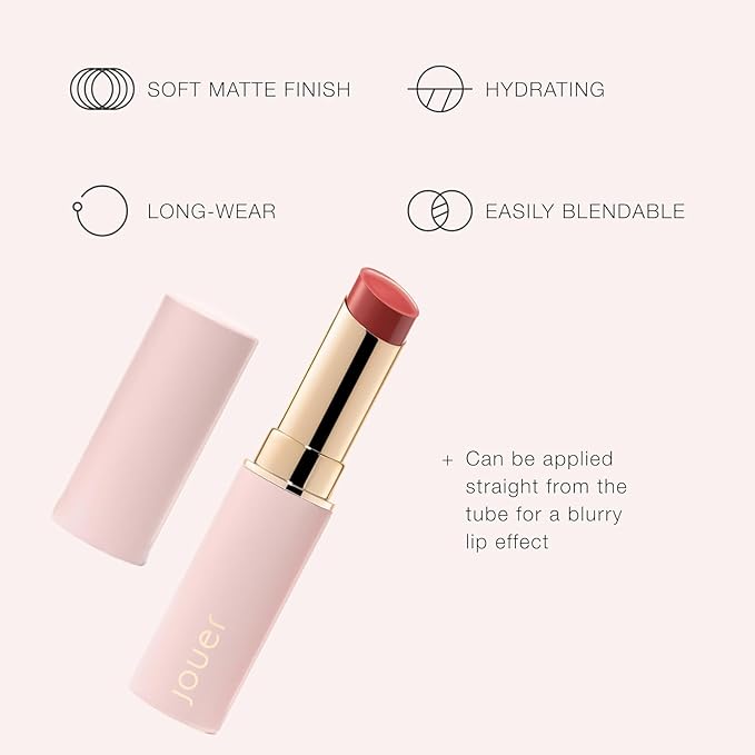 Jouer Balm Bouche Demi-Matte Lip-Karma - Tinted Lip Balm - Hydrating Lip Tint Long Lasting - Matte Lip Color - Jojoba Seed Oil and Shea Butter Formula