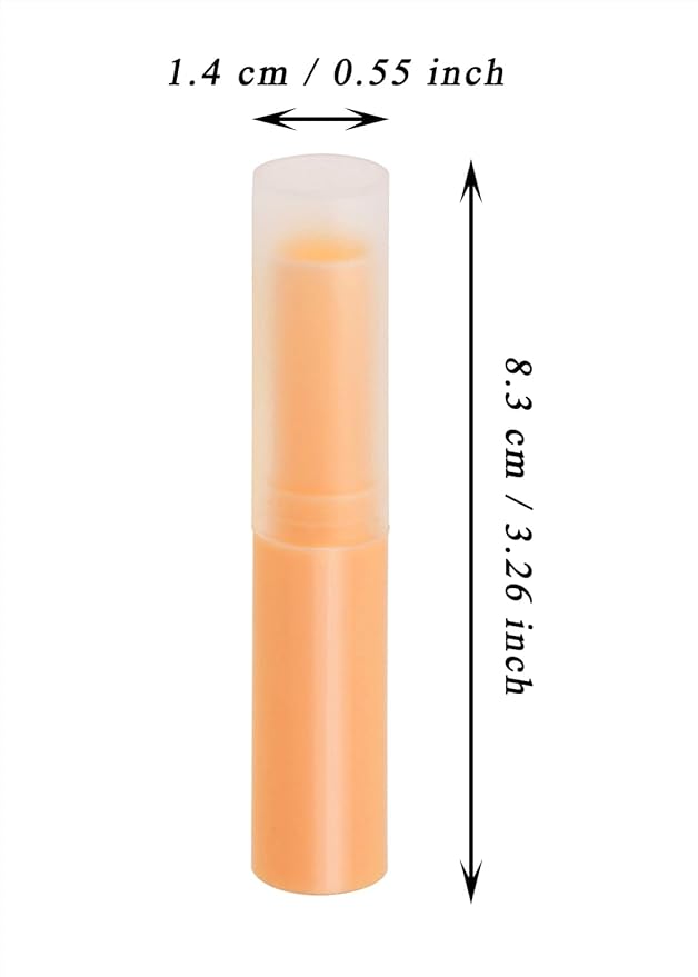 0.14oz Empty Flavored Lip Balm Container Tubes Plastic Homemade Moisturizing Lip Stick with Caps Bulk Fit for Women Adult DIY Making Supplies, 25 Count (Orange)