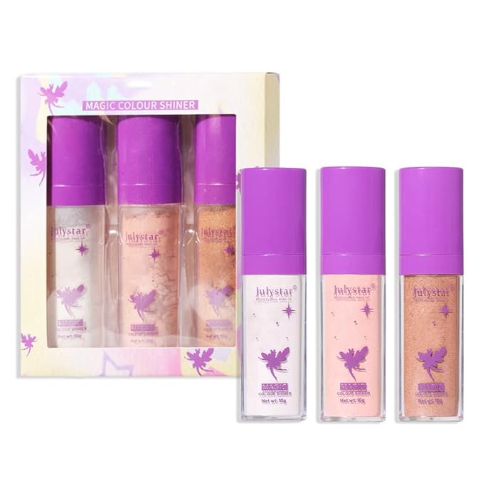 Highlighter Makeup Stick - Patting Powder, Body Glitter Fairy Dust Glitter Fairy Makeup Powder Stick Patting Powder Glitter Contour Blush Powder Face Brightens for Face Body Hair Makeup Kit - 3 Colors