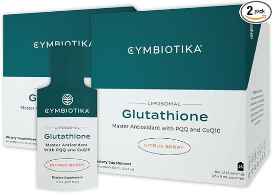 CYMBIOTIKA Liposomal Glutathione Supplement – PQQ, CoQ10 & Antioxidants for Detox, Brain, Energy, Immune Support – Advanced Absorption for Cellular Health & Longevity, Citrus Berry, 2 Month Supply