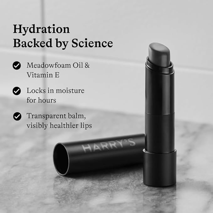 Harry's Black Lip Balm for Men - Hydrating Men's Lip Balm with Natural Finish - Korean Skincare Technology with Meadowfoam Oil