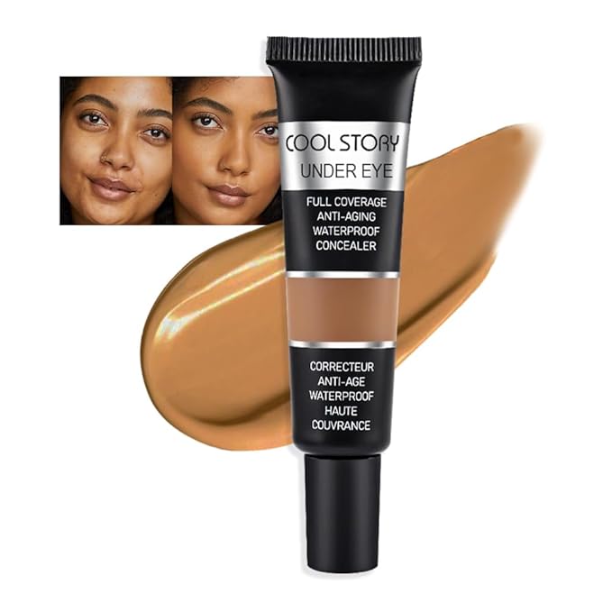 Kaely under Eye Concealer Full Coverage,Waterproof Concealer for Dark Circles,Puffiness,Redness,Cream Foundation Eye Brightener Serum,Color corrector de ojeras,Anti Aging,Natural Matte Finish,Dark