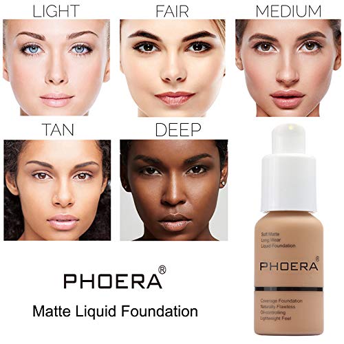 2 Pack PHOERA Foundation, Full Coverage Foundation, Flawless Soft Matte Liquid Foundation Makeup for Women.(103# Warm Peach)