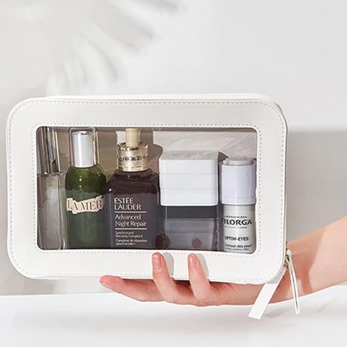 Clear Makeup Bag Small, TSA Approved Portable Toiletry Bag with Zipper Cosmetic Travel Bag Makeup Organizer Case Mini Makeup Pouch for Purse Car Organizer Bag for Women Men