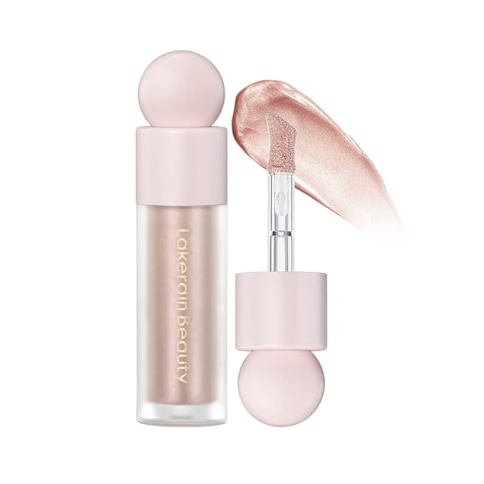 Liquid Highlighter Contour Stick - Lightweight Glotion, Waterproof Luminous Lotion, Silky Smooth Glitter Makeup Stick, Multi-Use Body Shimmer (#3 Rose Gold)