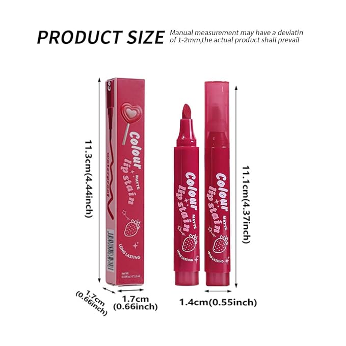 Lip Stain, Waterproof lip tint, Matte Color Look, Longlasting All Day Wear Lip Color, Smudge Proof Natural Finish, Precise Chisel Tip Marker,non sticky lip gloss,kiss proof lip color 02#