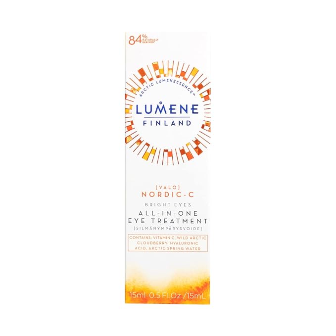 Lumene Bright Eyes All-In-One Eye Treatment - Eye Cream for Dark Circles and Puffiness - Hydrating Eye Cream with Vitamin C + Hyaluronic Acid - Fragrance-Free + Vegan (15mL)