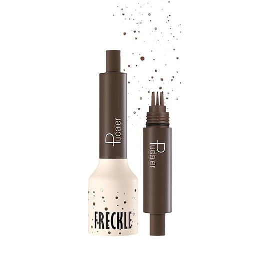 Freckle Stamp,Faux Freckle Stamp,Quick Dry Fake Freckles Pen,Waterproof Long Lasting Natural Vivid Faux Freckles Pen,Get Sun-Kissed Stars Makeup in One Press,5-Dot Design,03.Coffee.