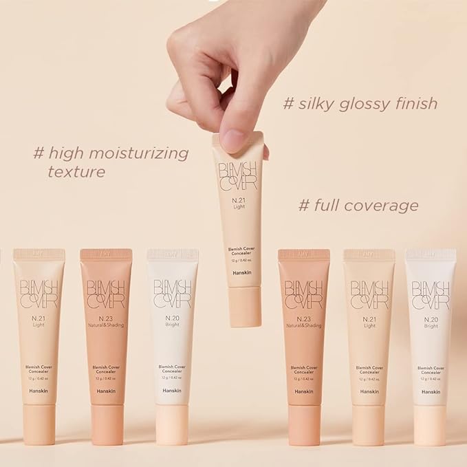 Hanskin New Blemish Cover Full Coverage Concealer, Semi Matte Creamy Formula, Flawless Finish, Korean Cosmetic [Natural/12g]