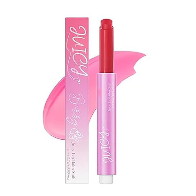 Juicy Lip Plump Shift, Slick Click Plumping Melting Lip Balm Hydrating & Moisturizing Color Changing Lipstick Lip Plumper Gloss, Shiny Glossy, Translucent Non-Sticky Tinted Lip Balm(#2 Berry)