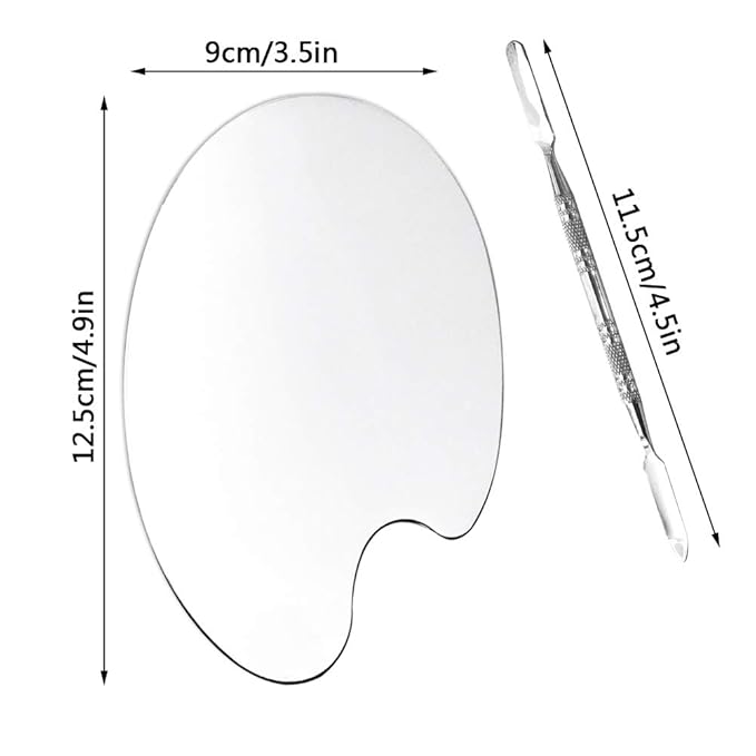 2 Pack Professional Makeup Palette, 2 Types Pro Lady Stainless Steel Cosmetic Artist Spatula with Spatula Tool for Mixing Foundation