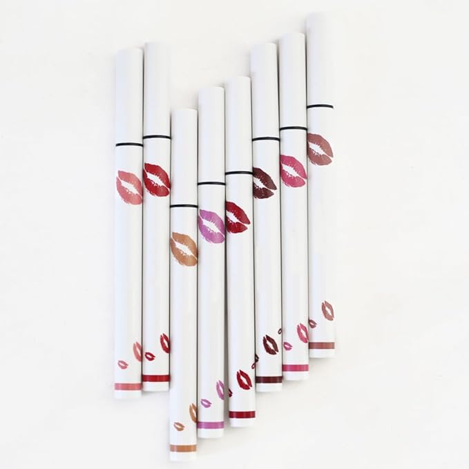 evpct Longwear Liquid Lip Liner Stain Marker Pen Long Lasting Waterproof, Pink Red Matte Semi Permanent 24 Hour Lip Liner and Lipstick Combo, Korean Color Stay Lipliner All Day, Lips Stain peel off