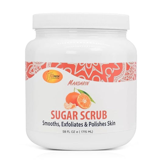 SPA REDI Sugar Scrub - Exfoliating, Moisturizing, Hydrating and Nourishing, Glow, Polish, Smooth and Fresh Skin - Body Exfoliator, Mandarin - 58 Oz