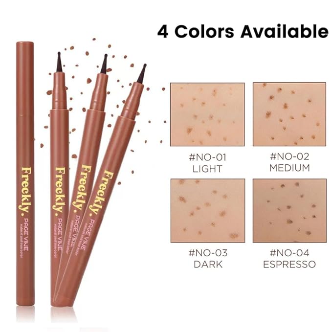 Freckle Pen, Natural Lifelike Fake Freckles Makeup Pen Stamp for Sunkissed Makeup,Magic Faux Freckle Stain Marker Long Lasting Quick Dry - (03DARK+04ESPRESSO)