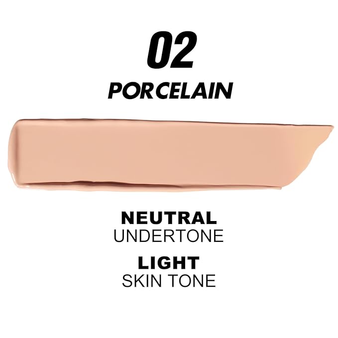 FOCALLURE 2 Pcs Liquid Foundation, Skin Evolution Foundation + Concealer, Full Coverage Foundation Makeup, Durable, Waterproof, Oil-Control, Hides Wrinkles & Lines, Porcelain