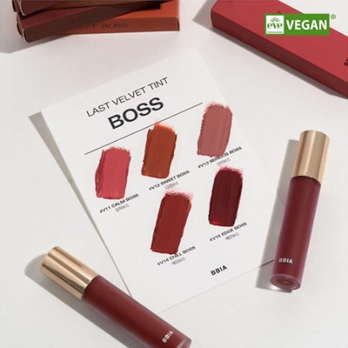 BBIA Last Velvet Tint - Soft & Creamy Matte Finish Lip Stain, Blur Effect with Velvety Texture, Long-Lasting, High Pigment, Lightweight, Non-Drying, Vegan, Korean Lip Makeup (V11 CALM BOSS)