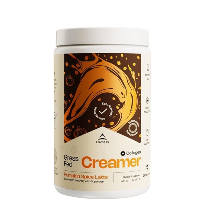 LevelUp Creamer, with Energizing MCT Oil and Collagen Peptides, Keto Coffee Creamer, Supports Natural Energy & Ketone Production - Pumpkin Spice Latte