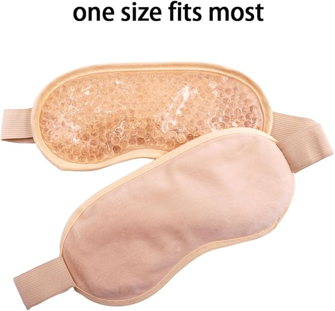 Gel Eye Mask, Cooling Eye Pads Reusable Small Ice Pack Under Eye Patches, Eye Hot Cold Treatment Pack for Redness, Pain Relief and Eye Relax (Champagne - 2count)