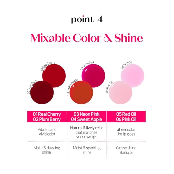 ETUDE Dear Darling Oil Tint #1 Real Cherry 4.2g | High Moisturizing and Strong Hydrating Lip Oil/Lip Gloss | Smooth and Moist Lips | Non-Sticky Lip Oil Tint For Dry Lips | K-beauty